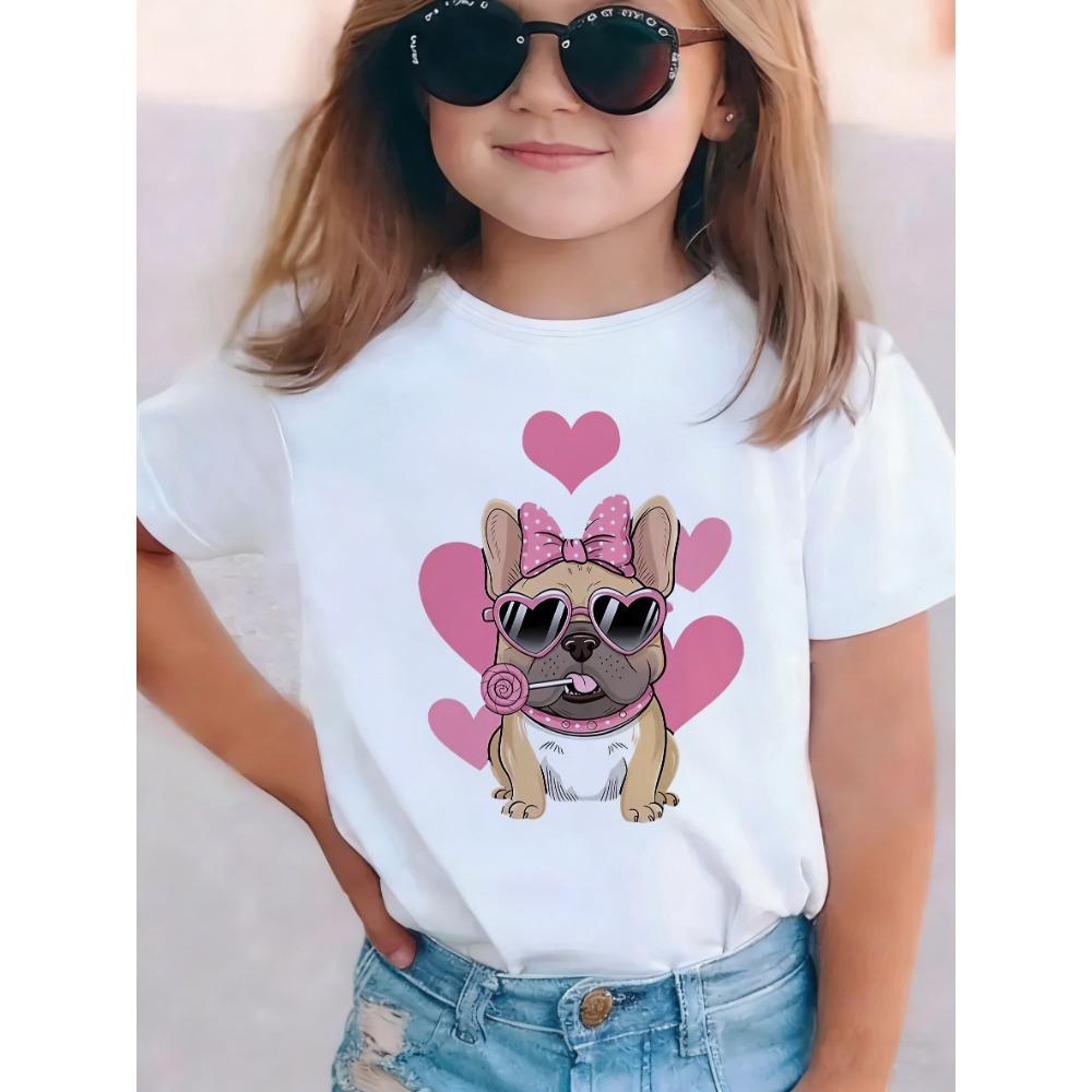 

Summer Spring Fashion Cute French Bulldog Design Printed T Shirts short sleeve Kids Children s T-shirt Boys Girls Casual Top Tee 110