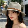 Belt Buckle Straw Hat Panama Hat Summer Men's and Women's Beach Hat Sun Protection Sun Hat Temperament Fashion Top Hat Jazz Hat