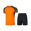 Li Ning Badminton Series Round Neck Short Sleeve T-Shirt Elastic Waist Shorts Set Men Sets Orange AATQ023-4
