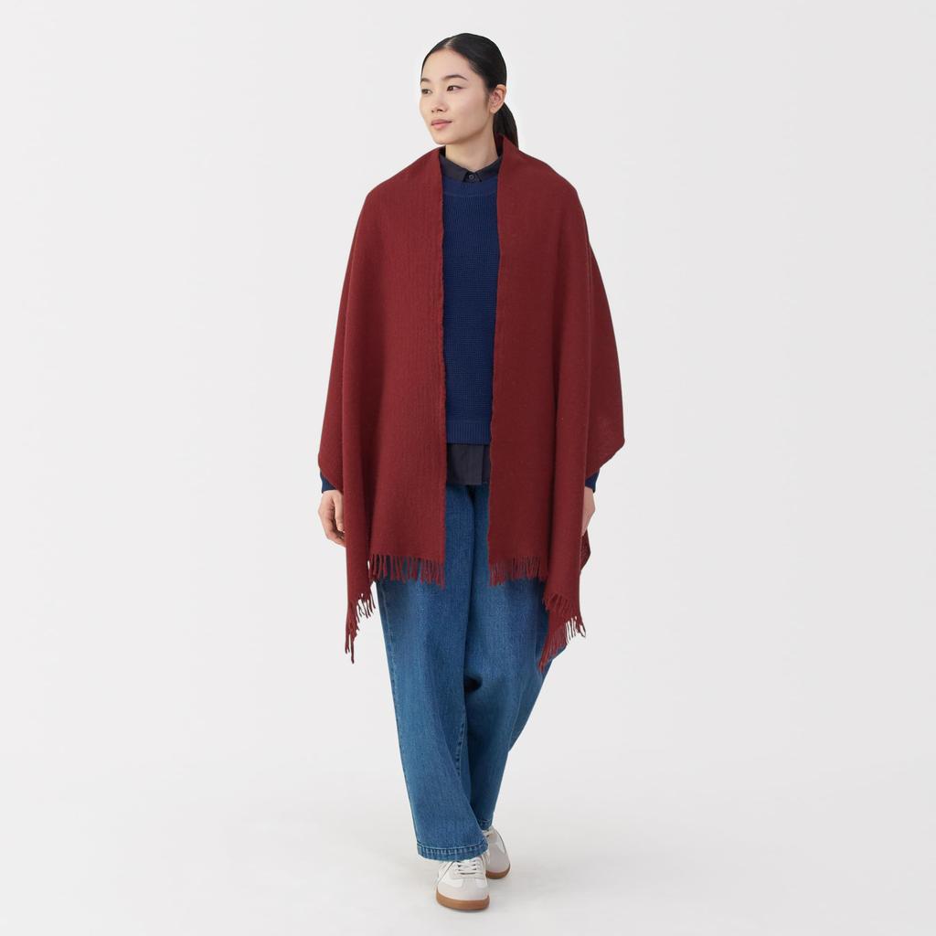 MUJI Fluffy Wool Large Stole Unisex 60 x 200cm (Thin), Adult, DDC10A5A, Red,
