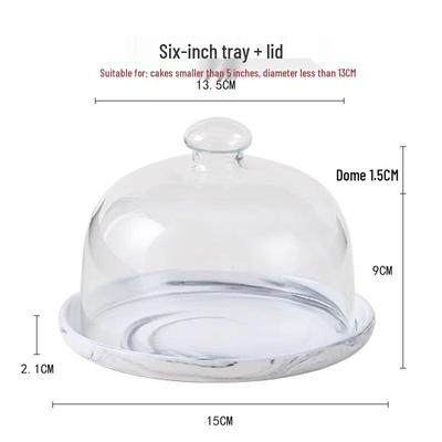 Homeglen Ceramic Dessert Plate with Glass Dome