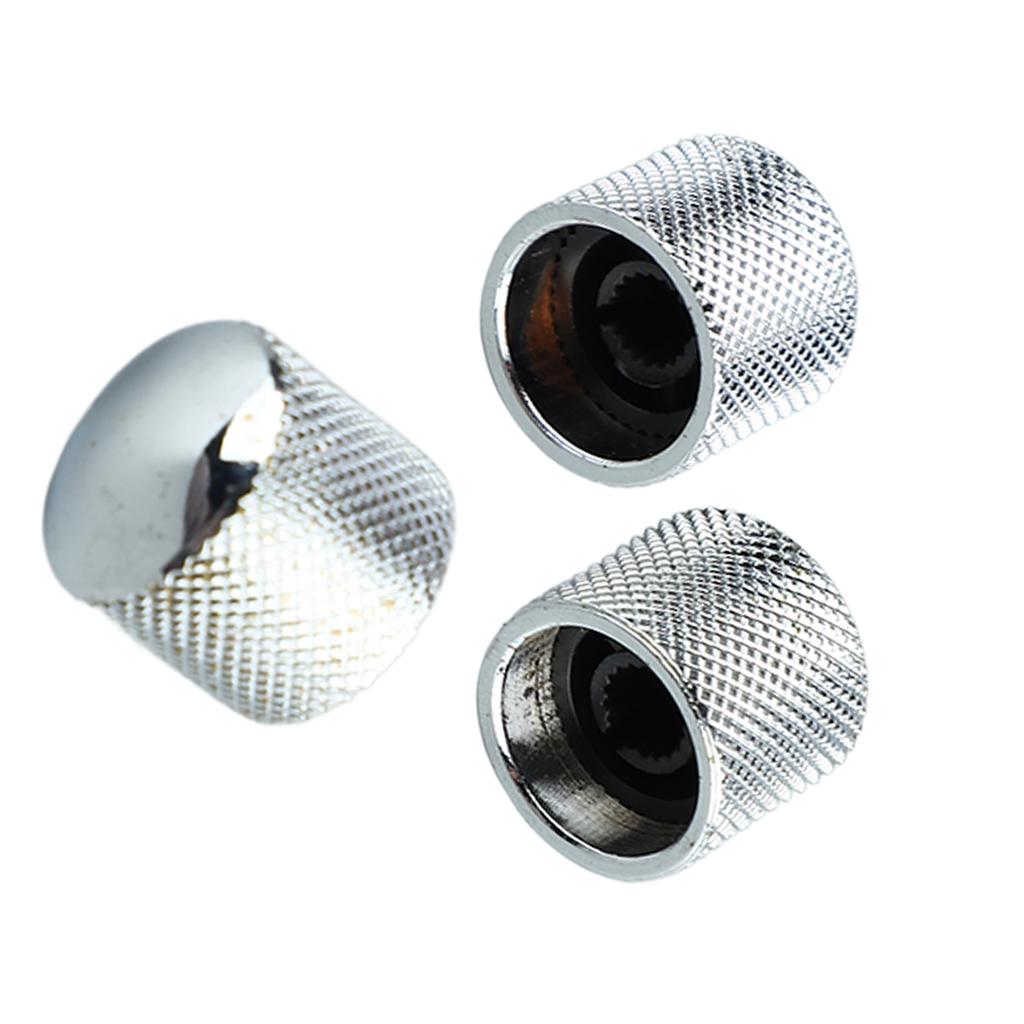 3Pcs Silver Electric Bass Volume Knob Electric Guitar Volume Tuning Potentiometer Control Knob