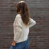 Women's Long Sleeve Sweater with Button Down Collar Loose Fit Color Casual Pullover