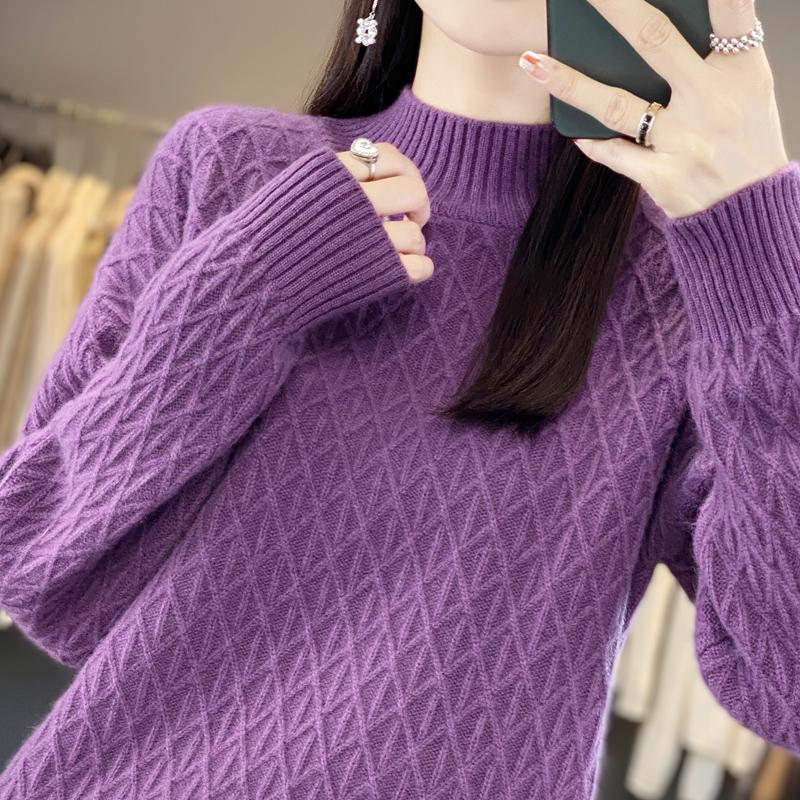 Pulover de cașmir pentru femei cașmir Qinghe 30% cașmir 70% lână cald și la modă versatil toamnă și iarnă