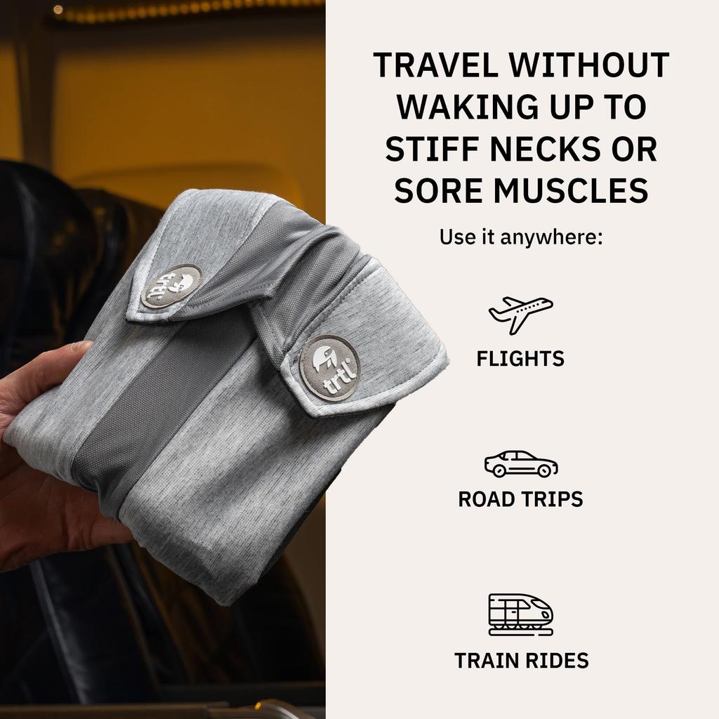 Trtl Pillow Plus Adjustable Neck Pillow for Airplane Travel Travel Pillow with Premium Foam Pad for Head and Neck Support Lightweight Machine Washable