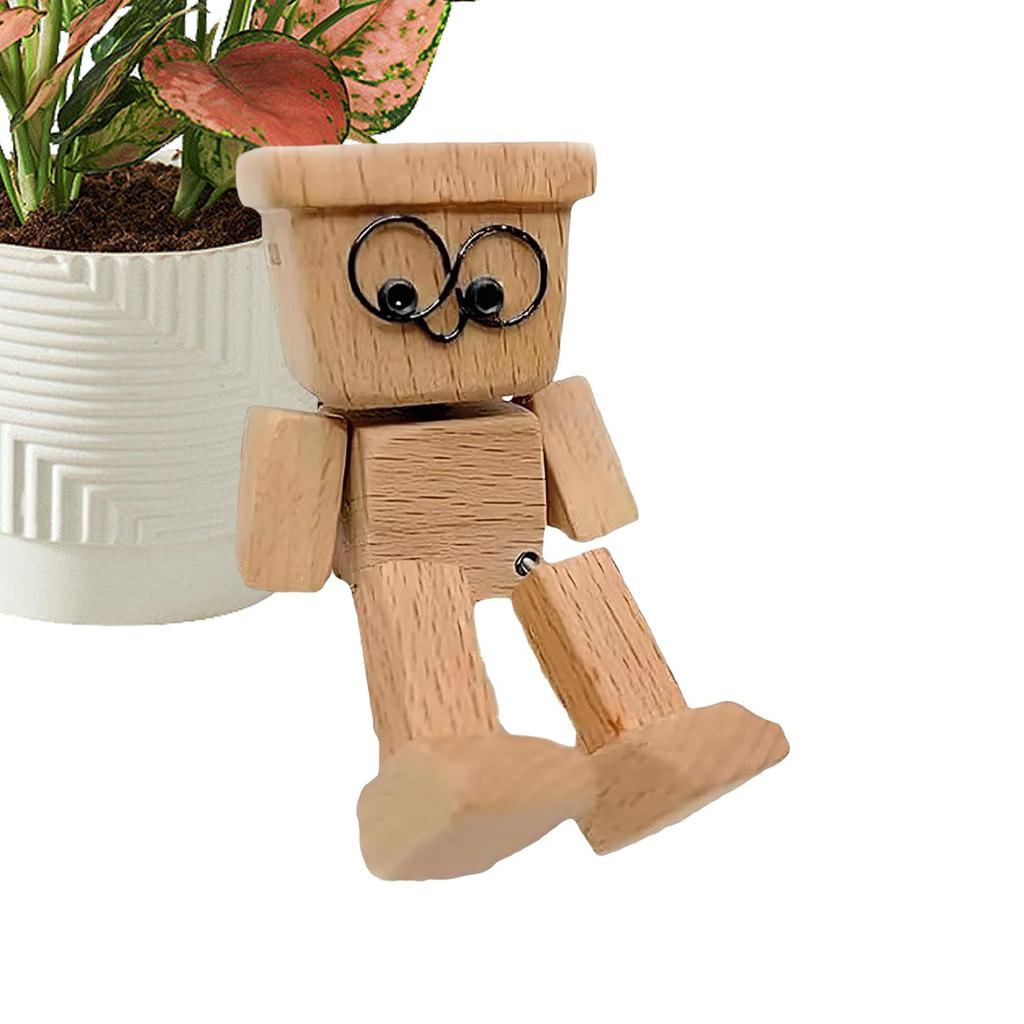Wooden Figure Shaking Feet Shaking Feet Car Dashboard Ornament Car Ornaments Sculpture for SUV Truck Sedan RV Dormitory