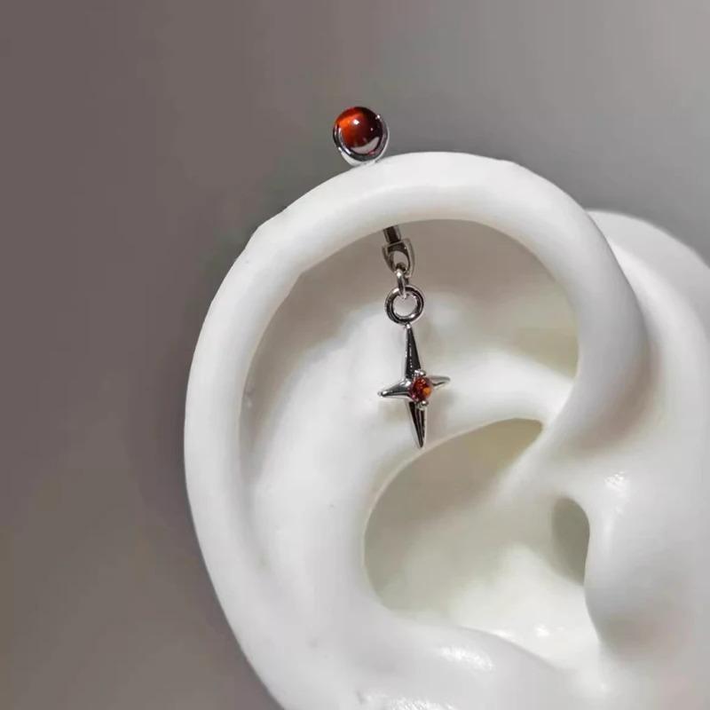 1pcs Metal Ear Studs Cone Star Pendant Earrings for Women Punk Y2K Copper Color Cross Set Zircon Earrings Niche 2026 New Zircon