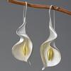 Exquisite Blühende Blume Hängeohrringe Persönlichkeits-Accessoires Gold Silber Farbe Pflanze Ohrhänger Für Frauen Schmuck