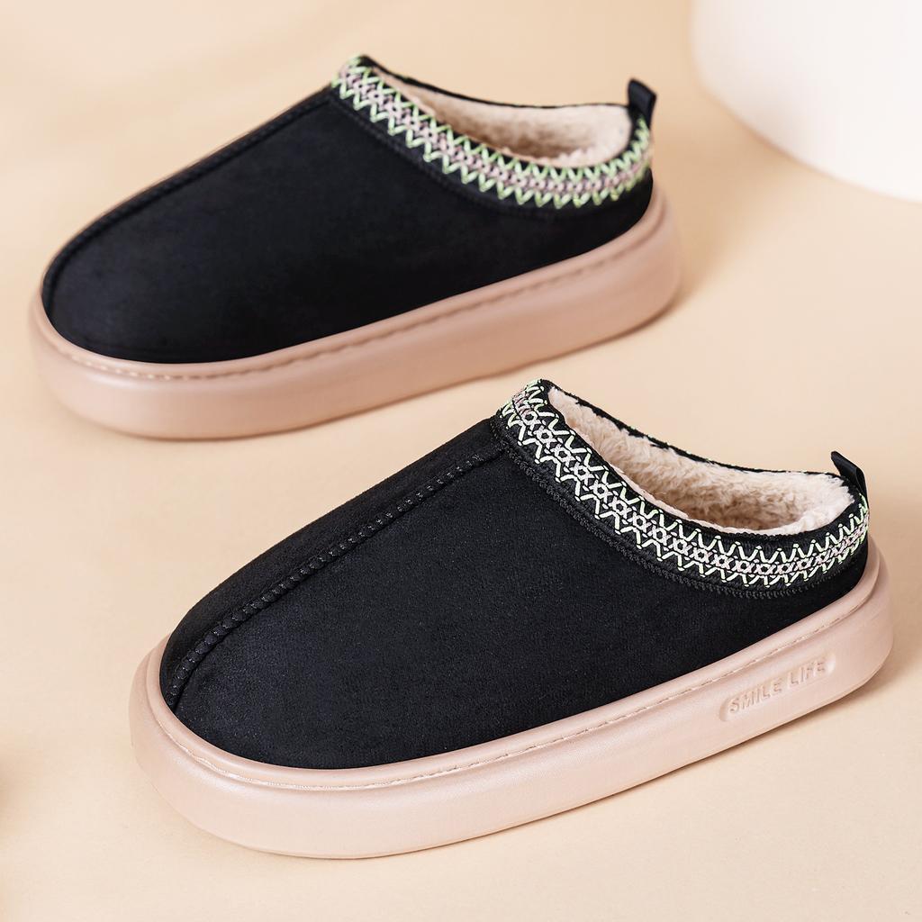 Home cotton shoes are sent on behalf of others, warm in winter, fluffy shoes, plush slippers, one pedal and half dragging comfortable cotton slippers.