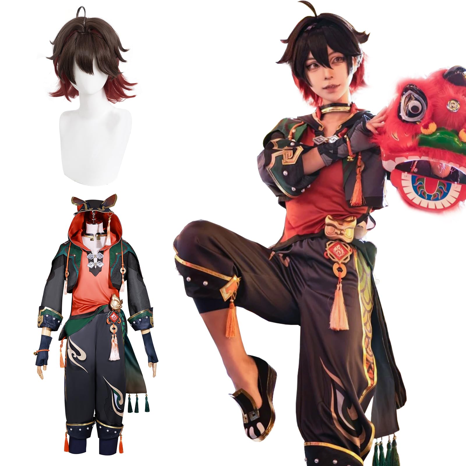 

Косплей Kamei з Rizuki Lion Dance Boy Genshin Cosplay Дорослий Культурний захід Сцена Ігри Косплей з [Kamizu Ryohin] Перука, Костюм, Костюм,