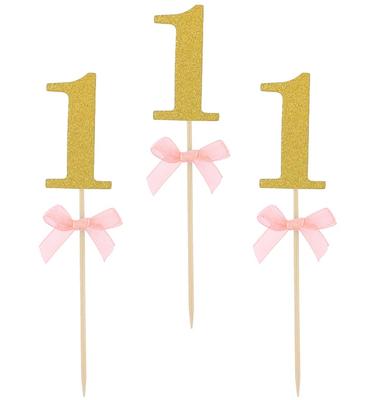 Pink First Birthday Cupcake Picks 10 Pcs