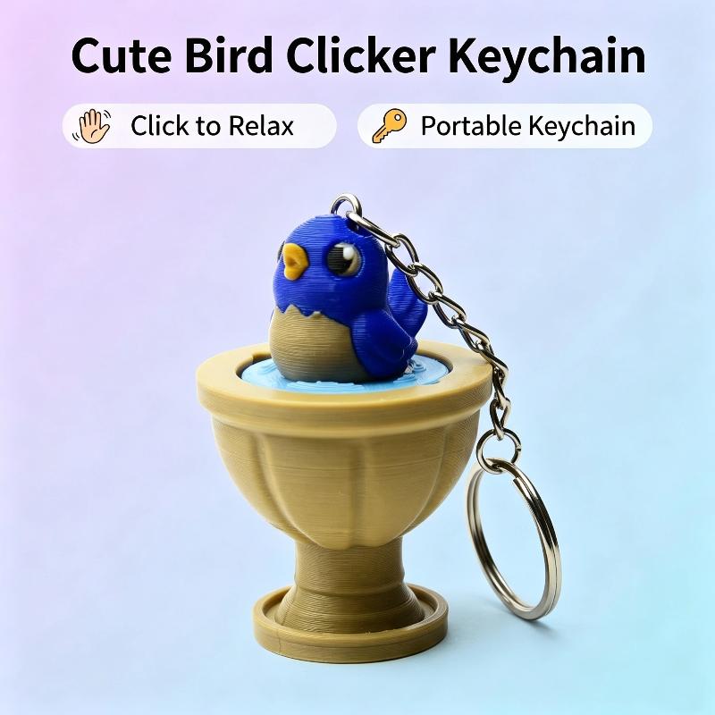 Creative Mini Fidget Keychain Built-in Mechanical Buttons Cute Frog Eagle Chick Broccoli Design for Bag Pendant Party Favors
