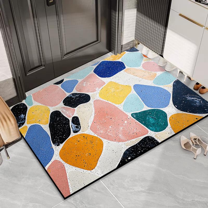 Graffiti Blok Kolorów Odporna na Brud Odporna na Ścieranie Mata Pod Drzwi Wejściowe Pogrubiona Jedwabna Mata Podłogowa Można Przyciąć na Matę Podłogową Wejściową do Domu