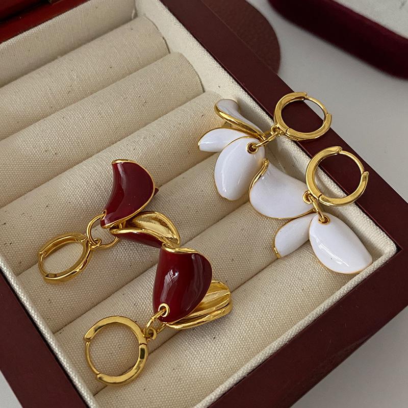 Red Flower French Gentle Atmospheric Light Luxury Premium Enamel Drop Glaze Spring Morning Flower