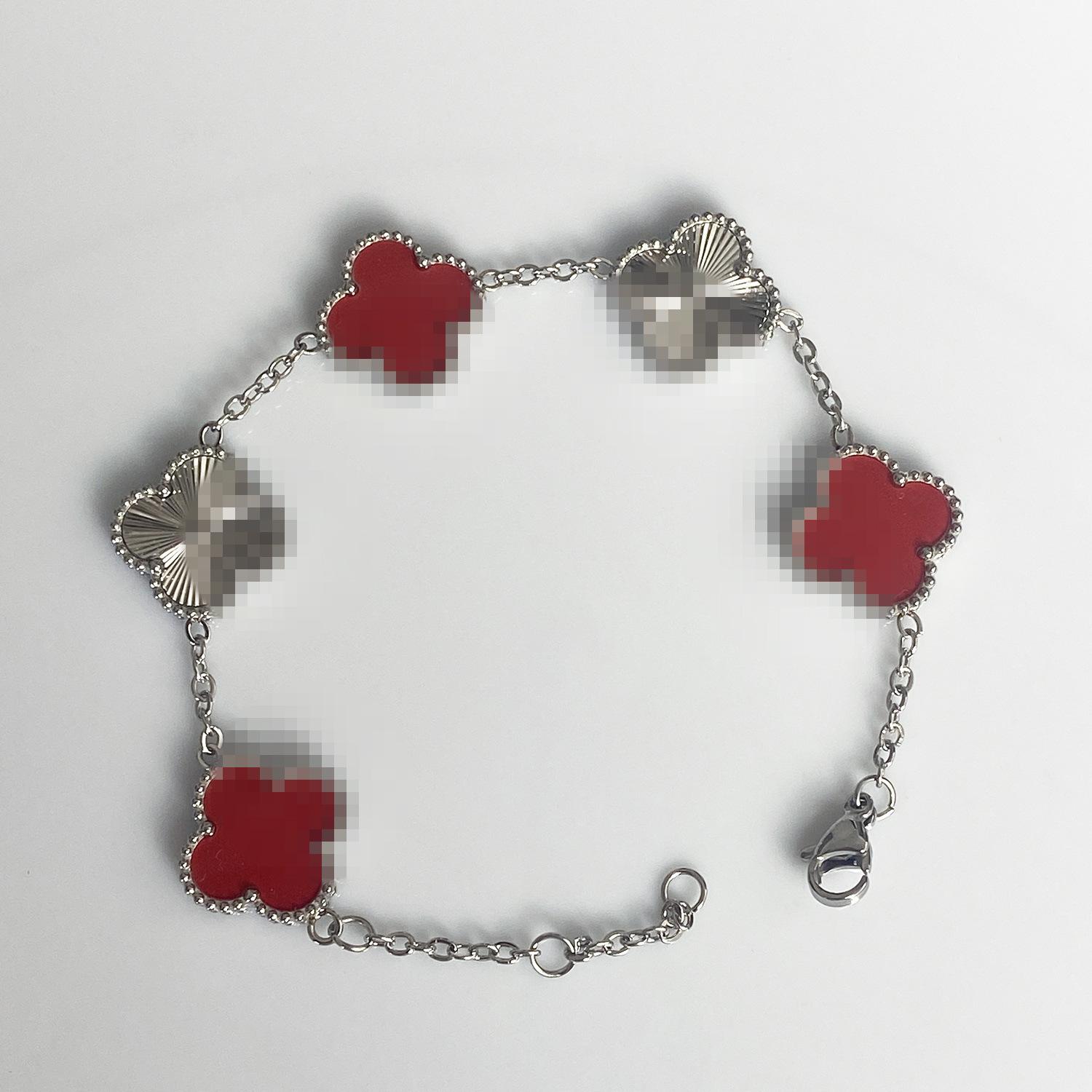 Браслет 15 мм Пять цветов Лазерный браслет 18К Браслет Четырехлистный клевер Женский браслет