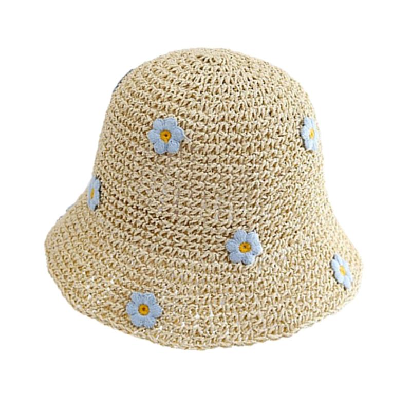 

Рыбацкая шляпа Летняя соломенная шляпа с цветочным декором Идеально подходит для стильных и комфортных подростков и женщин бежевый