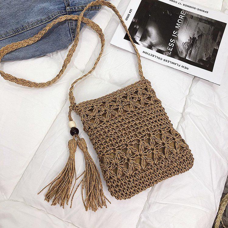 

Bestselling Handmade Women s Crossbody Straw Beach Bag for Thailand Bali Vacations. світло-коричневого кольору