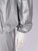 Unisex PVC Sports Suit Long Sleeve Zipper Hooded Top Elastic Waistband Pants Fitness Workout Outfits