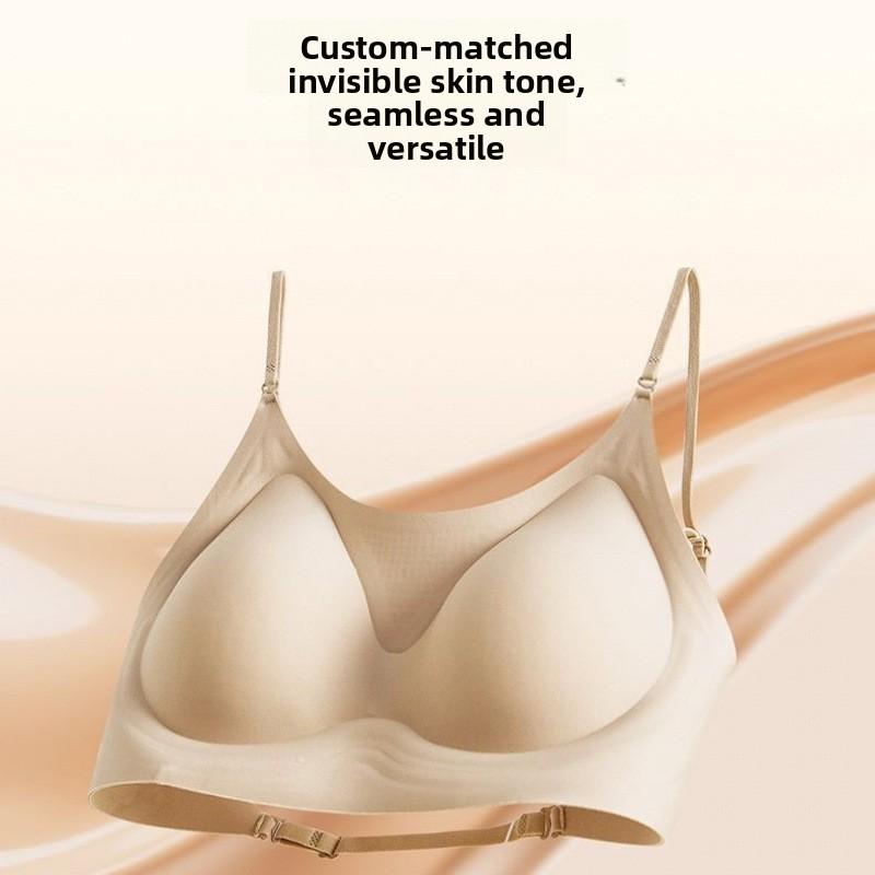 Seamless Fragrance Foundation Halter Beauty Back Bra, Thin Strap Three-Way Wear Large Open Back Women Lingerie