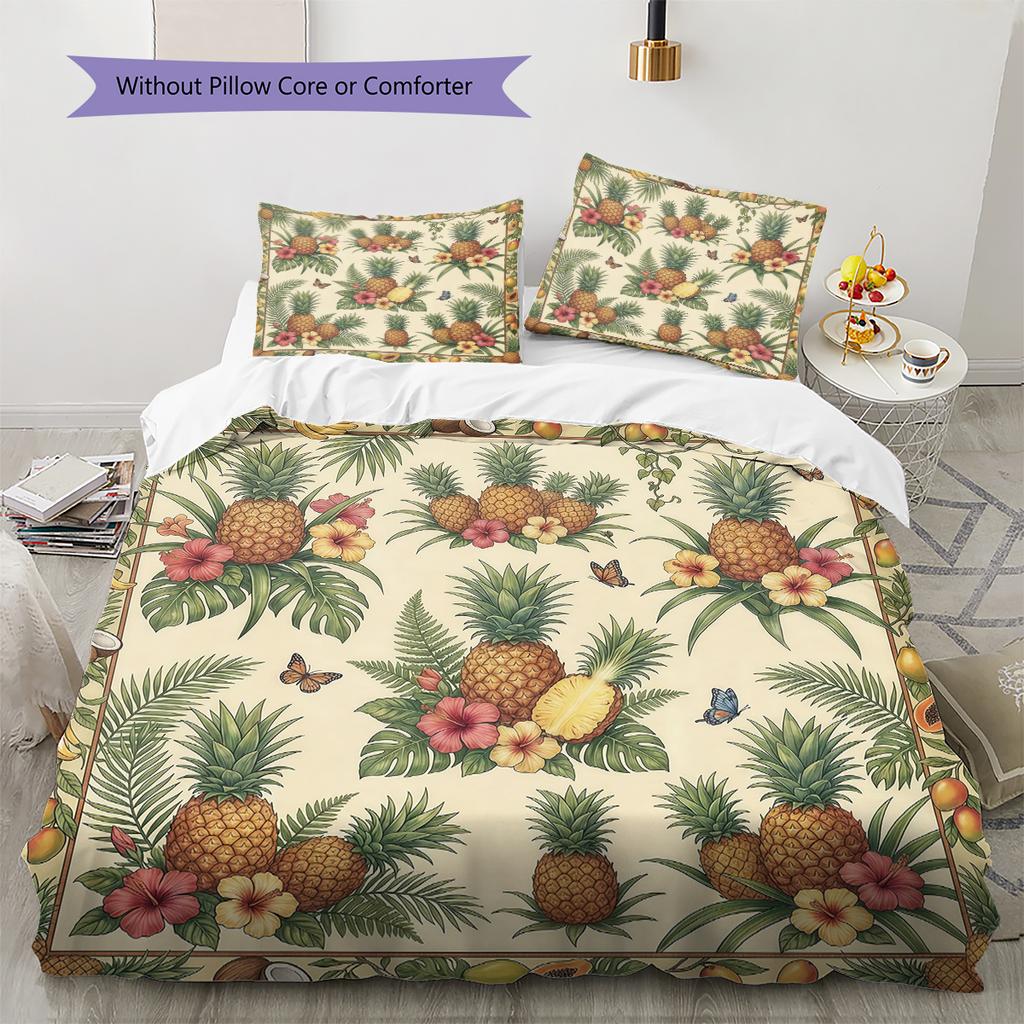 Retro Flower Parrot Pattern Bedding,Quilt Set Quilt Cover Pillowcase Home Birthday Gift (1 * duvet cover + 2 * pillowcase, without core)
