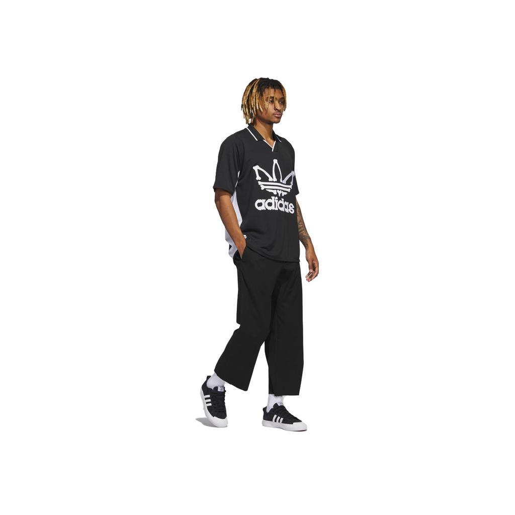 adidas Originals X Jeremy Scott Skull Logo Printed Short Sleeve Football Jersey Unisex Jersey Black IA0099