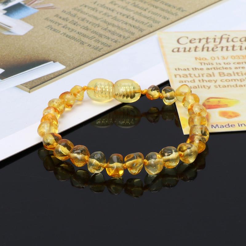 Ekte Baltic Amber Teething Armbånd Rå og ankel babyperler for bitringer