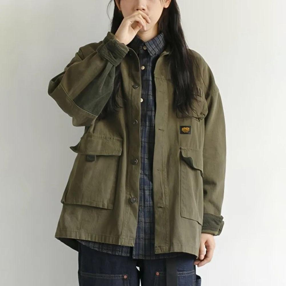 Cargo Denim Jacket Women Men Spring Clothing Harajuku Denim Coat Fashion Casual Workwear
