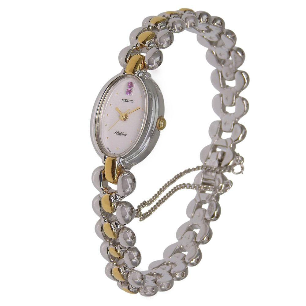 Used [SEIKO] Seiko Belfina 1F21-5B00 SWGX018 Stainless Steel Quartz Analog Display Ladies White Dial Watch