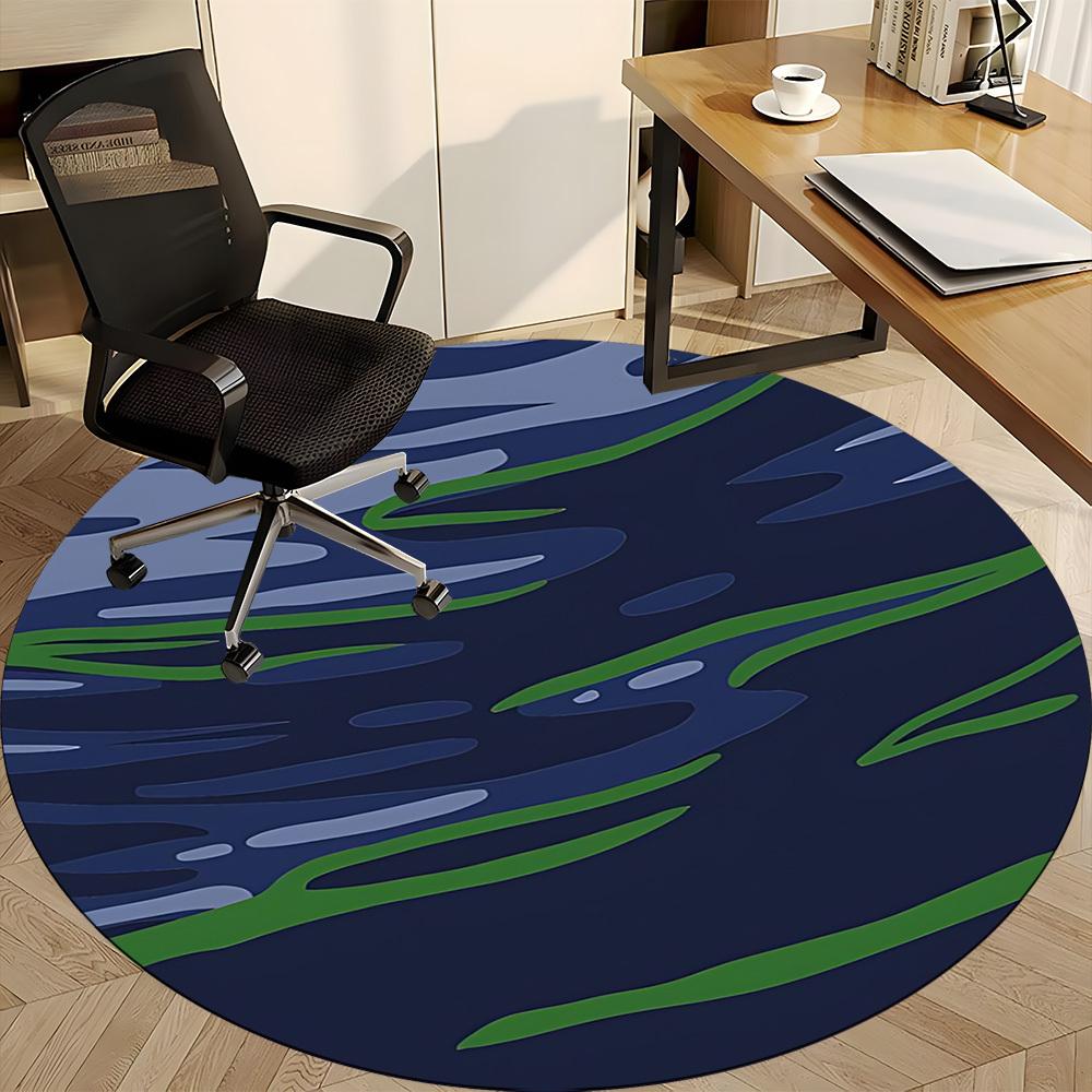 1pc Ocean Waves Office Round Rug, Non-slip, Soft and Durable Office Rug for Interior Decoration, Perfect for Office,Decoration yy260204093