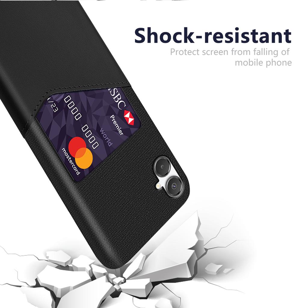 For Samsung Galaxy A07 4G Case PU Leather Cloth Texture Hard PC Phone Cover with Card Holder