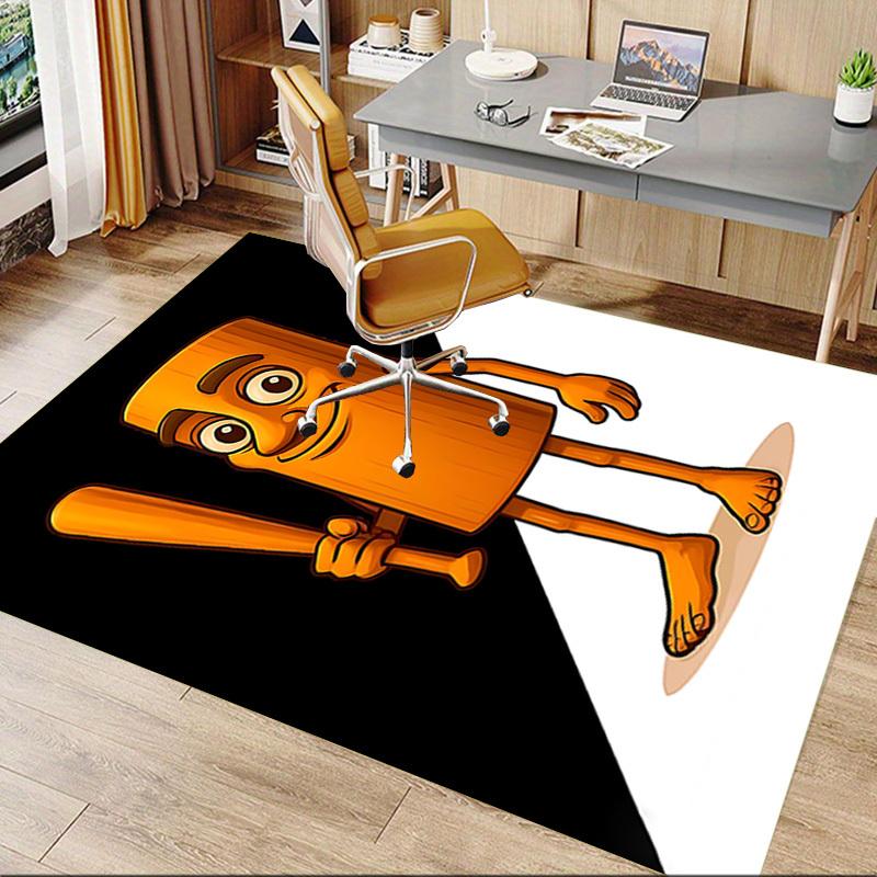 1PC Wooden Character Baseball Bat Extra Large Non Slip Floor Carpet, Office, Family, Bedroom, Studio Large Area Rug Indoor Rugs