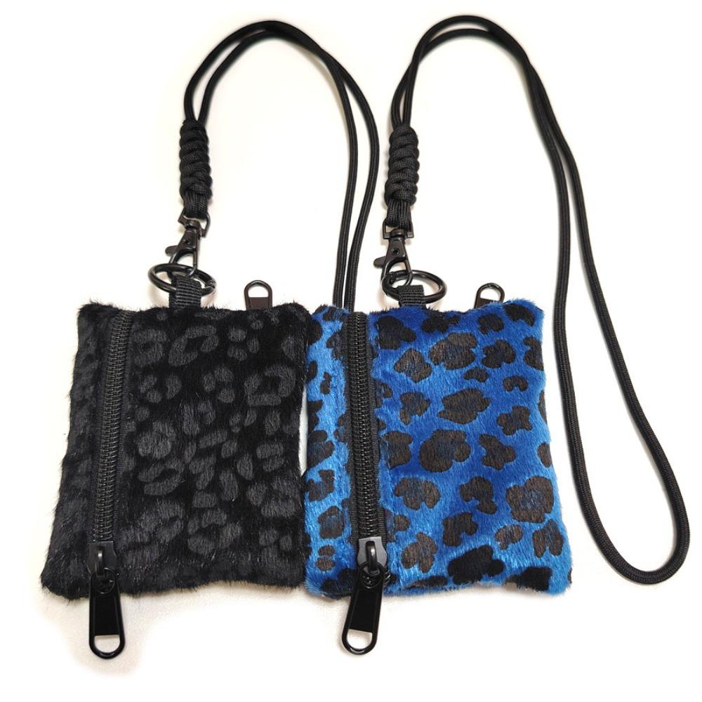 

PVC Leopard Print Mini Wallet Square Small Card Holder Portable Hanging Neck Coin Purse Cycling