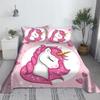 Multi colored unicorn bed sheet 3D printed cartoon polyester bed sheet with pillowcase, children's bedding gift set in full size