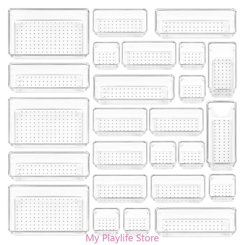 Delicate Bathroom Vanities Tray Organizers Functional Clear Organization Drawers Versatile Storage Solution for Home Use