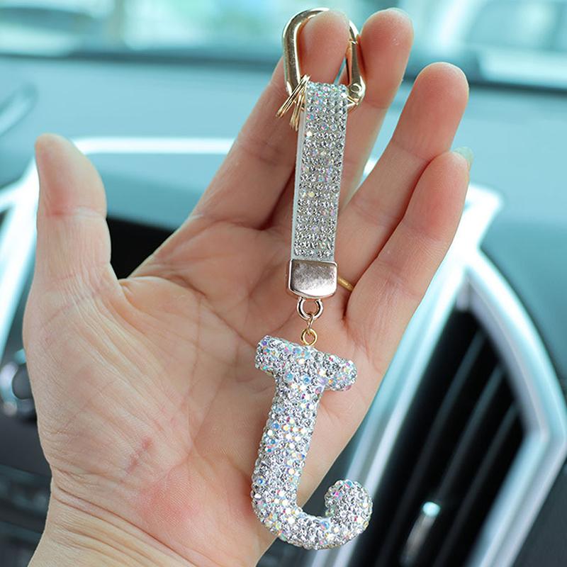 Fashion Sparkling Rhinestone Alphabet Keychain Cute Letter Charm Key Ring Exquisite Backpack Decoration Accessories Gifts