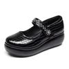 6cm Small Size 32-43 Comfortable Breathable Shallow Soft Leather Mary Janes Mid Heels 2025 Spring Platform Wedges Shoes Mom Work