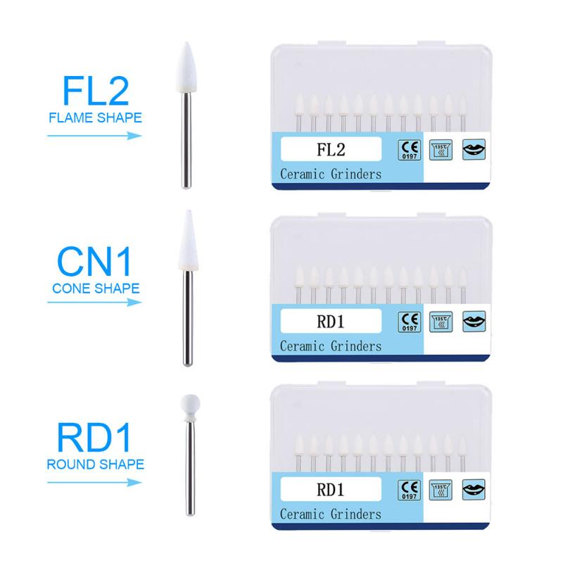 12Pcs/Pack Dental Polishing Stone Handpiece Burs Fg Cone Flame Dentist Teeth Whiting