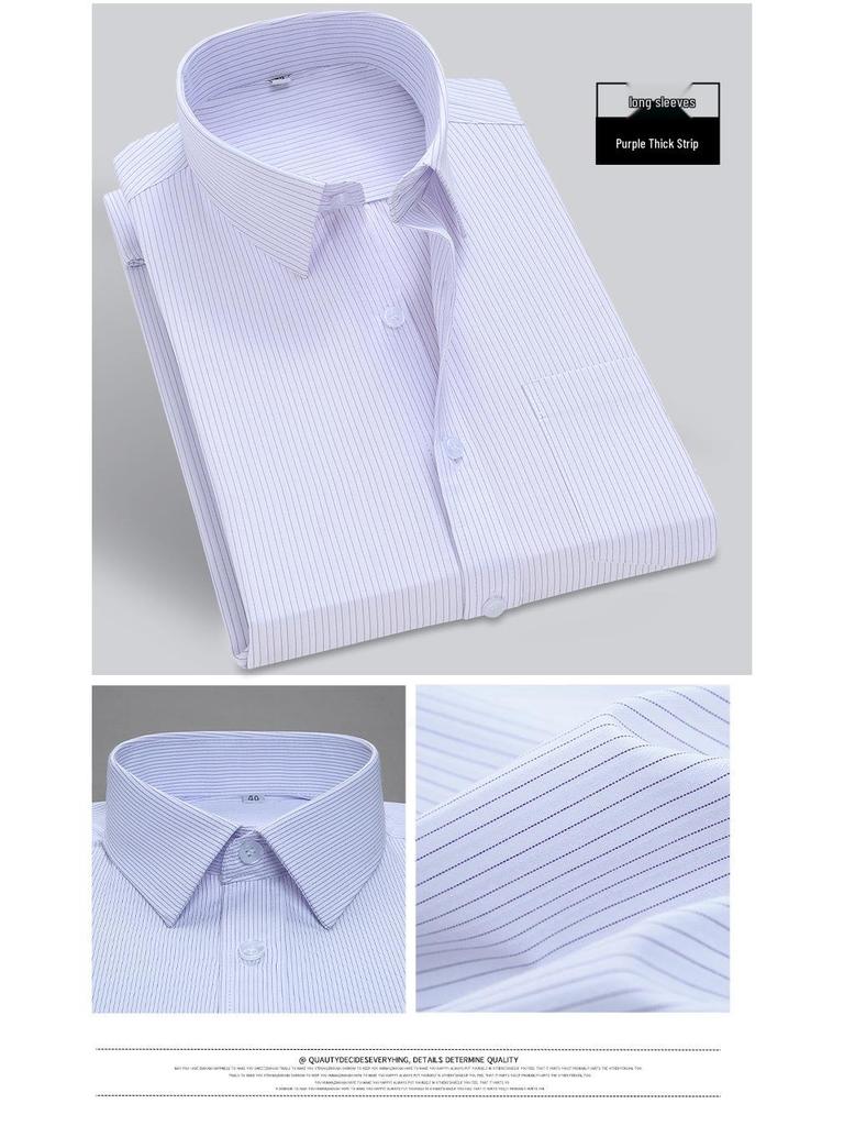 Men's Long Sleeve White Shirt - Professional Business Attire for Spring, Summer, and Autumn