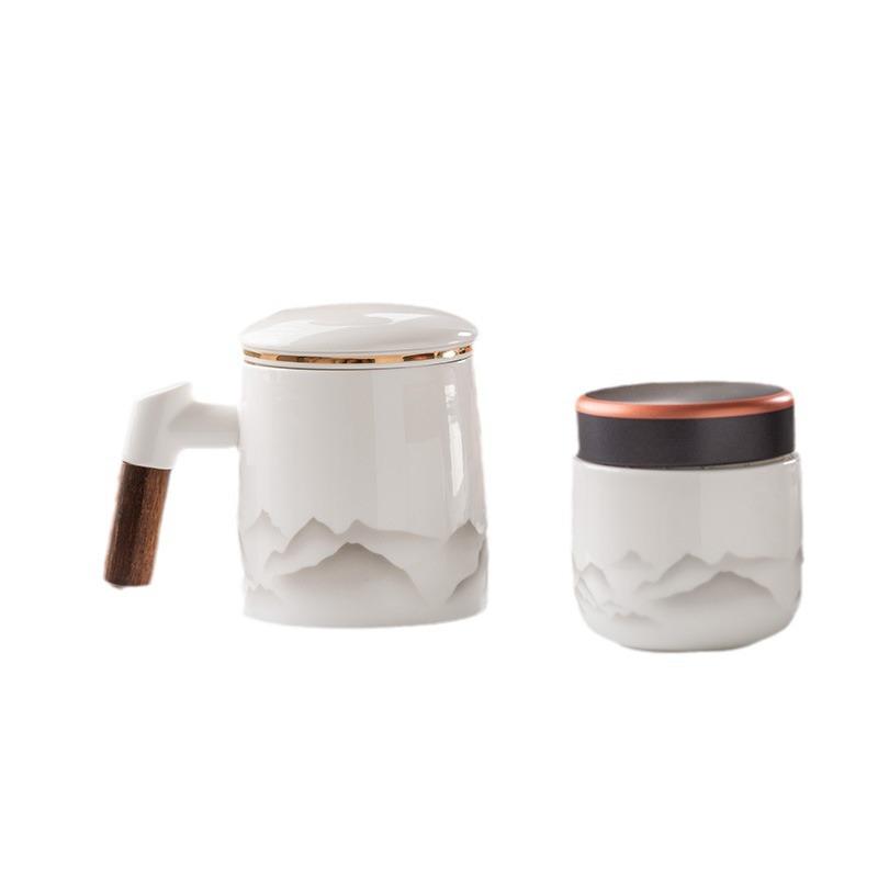 Teacup Tea Separation Cup Ceramic Cup High Value Tea Cup Office Mug with Lid Festival Gift