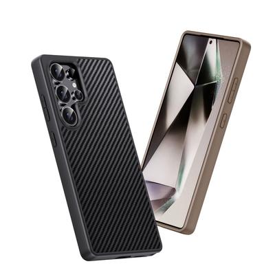 Funda de Lujo de Color Sólido con Borde Suave para Samsung S25 Ultra S24 FE S23 Plus Fibra de Carbono a Prueba de Golpes Trasera Dura PC Cubierta Bumper