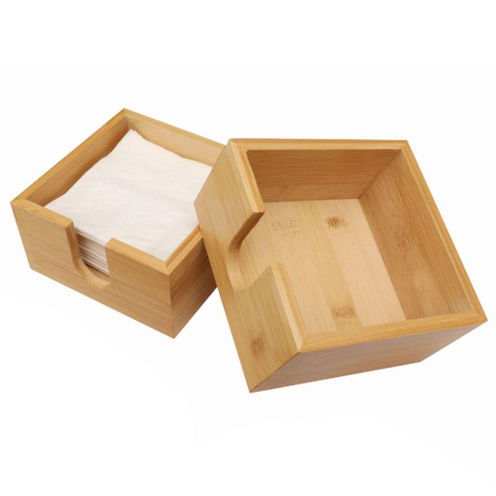 Decorative Table Paper Holder Square Napkin Holder Multi-function Bamboo Tissue Box  Restaurant