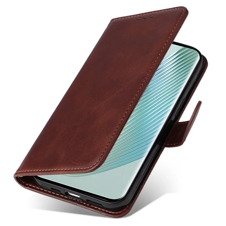 „Honor Magic5 Pro Calf Texture“ telefono korpuso stovas Telefono dėklas Odinis telefono dangtelis su dirželiu