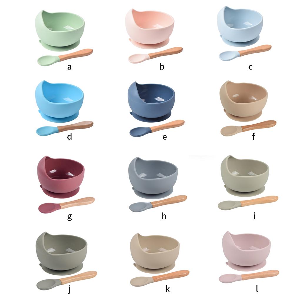 Baby Siliconen Kom Voedingsservies Lepel Waterdichte Zuignap Kom Kinderen