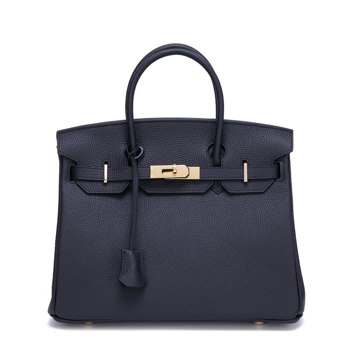 

Новая женская сумка Togo из коровьей кожи с мелкозернистой золотой пряжкой и платиновым покрытием для носка, большая вместимость, женская сумка 35x15x25cm strapless чёрный