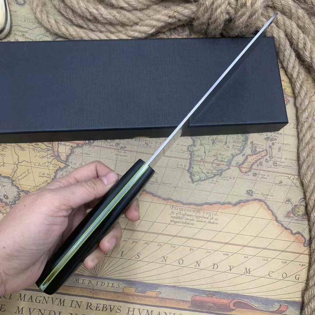 7.5 Inch Slicing Knife 3-layers Tamahagane Steel Blade Ebony Handle Sharp Chef Cleaver Meat Cutting Vegetables Kitchen Knives