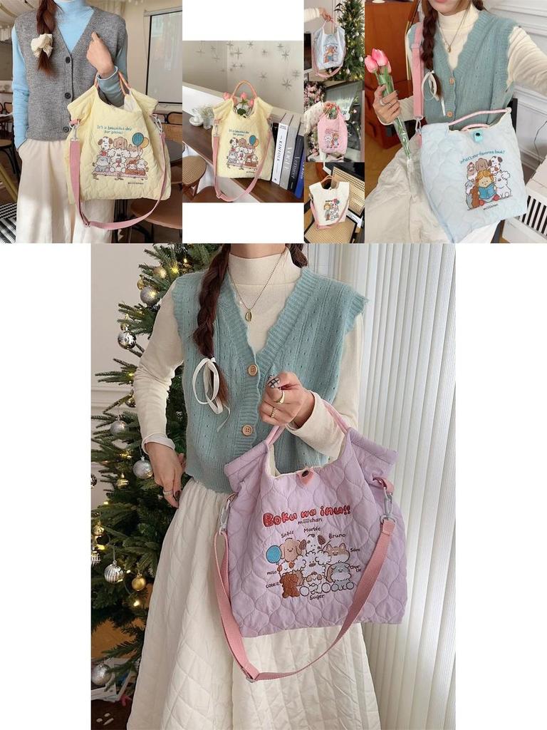 Adorable Soft Cotton Embroidered Tote Bag Stylish And Spacious Handbag For Daily Use