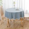 Round Faux Linen Tablecloth With Lace Trim Waterproof Oil And Stain Resistant For Banquets And Parties