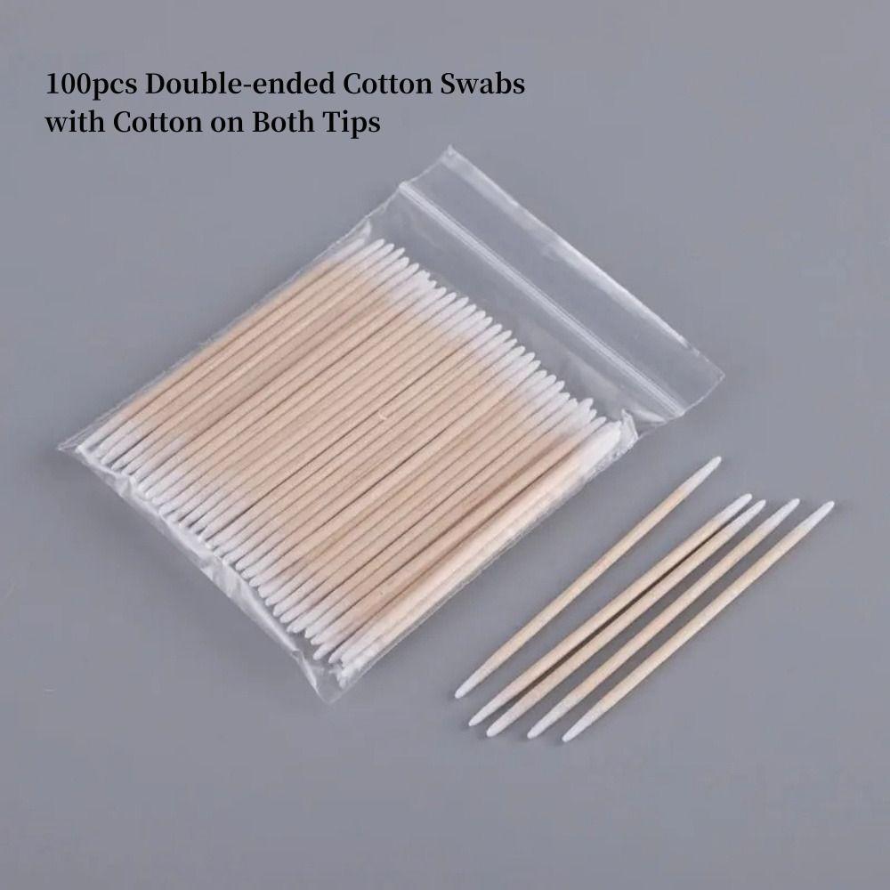 100Pcs Hypoallergenic Double-Tipped Cotton Buds  Eyelash Extension Glue Removing Tools