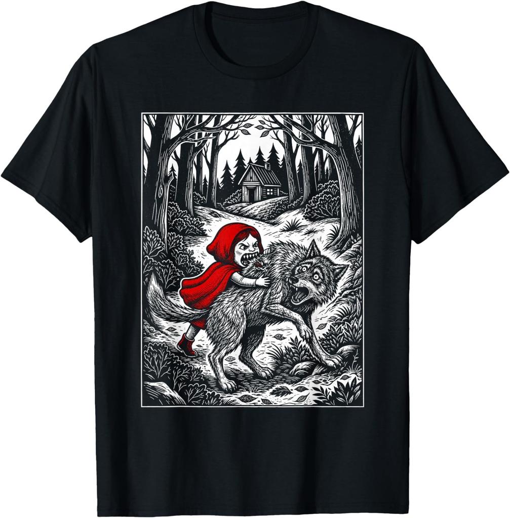 Humor of Inverted Stories Little Red Riding Hood Funny Meme T-Shirt