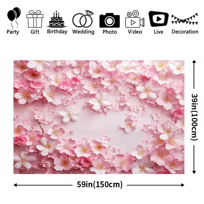 2D Spring Sakura Flower Wall Decor Backdrop Baby Shower Photo Background